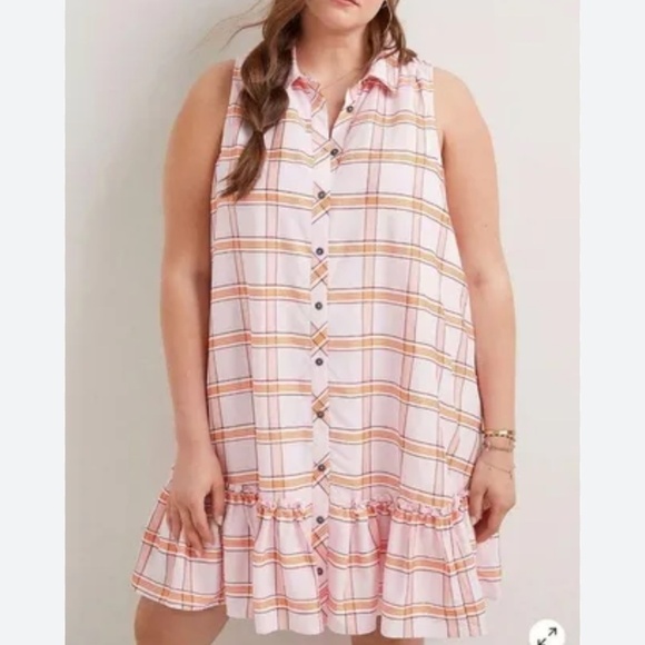 Anthropologie Dresses & Skirts - Maeve by Anthropologie Flounced Mini Dress Pink Plaid - SZ L